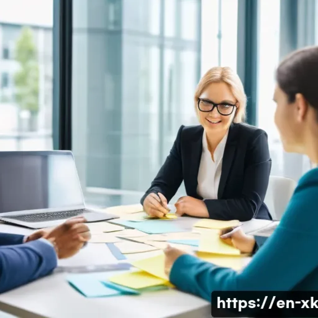 피드백 문화의 지속 가능성 확보 방법 - A modern office meeting scene showing a diverse team of professionals engaged in an open feedback se...